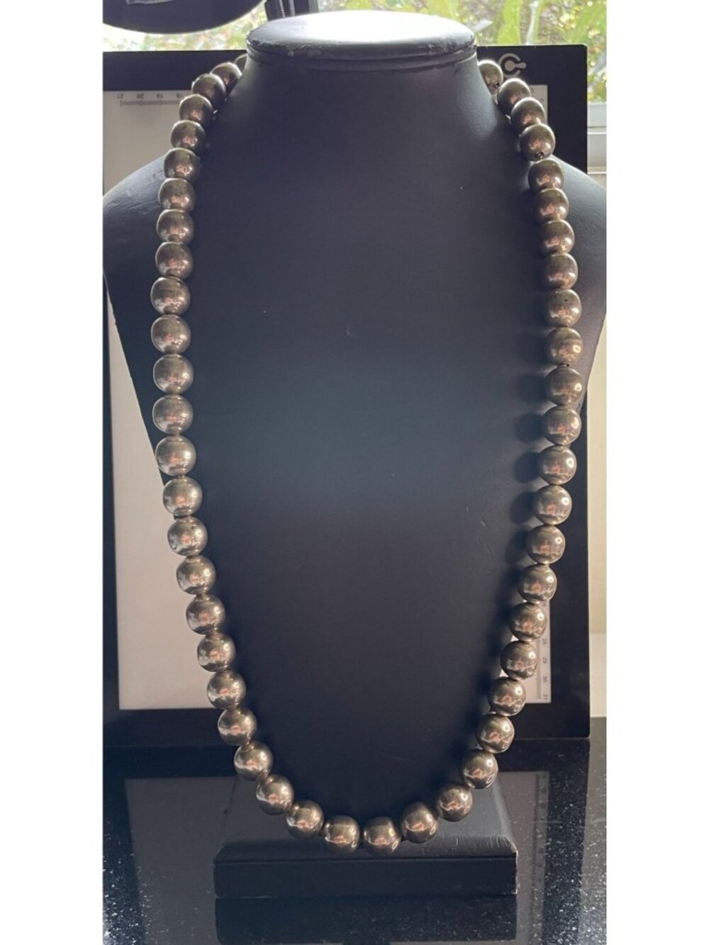Vintage Taxco Josefina Zagal Sterling Silver Chain Strung Bench Beads 33" 133g